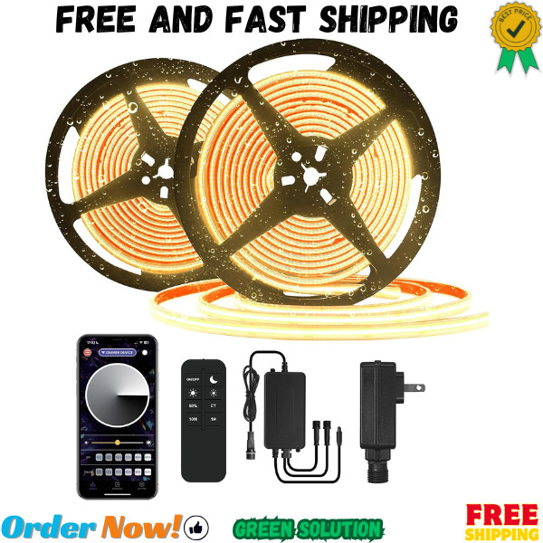 100ft COB Outdoor LED Strip IP67 Waterproof, 3000K Warm White