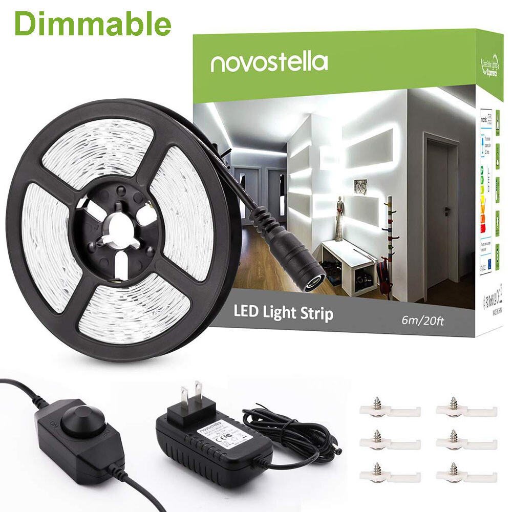 Novostella LED Strip Lights 20-40ft 6m-12m Dimmable Cold White Room Day Lights