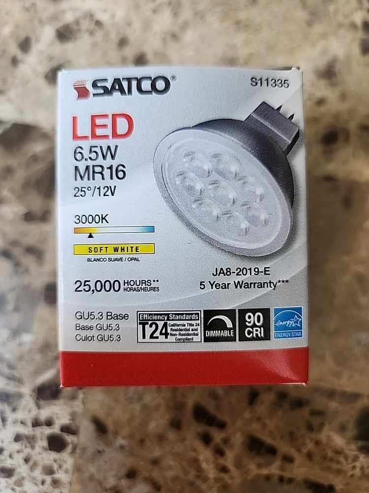 New Satco S11335 LED 6.5W MR16 Light Bulb Soft white 3000k 25/12v gu5.3 base