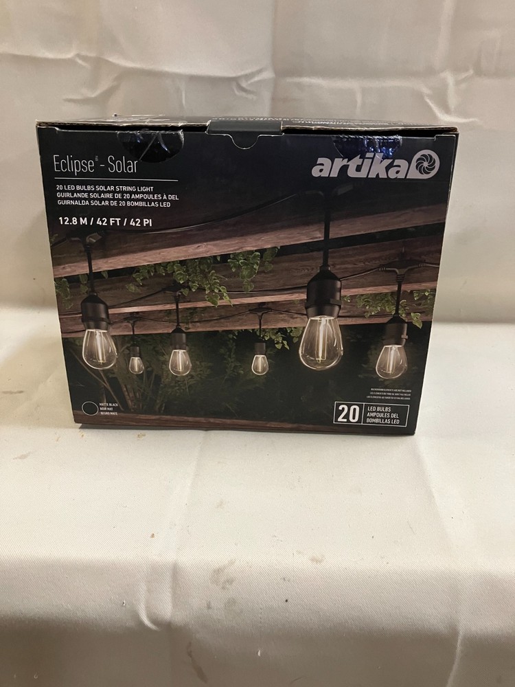 Artika Eclipse Solar LED String Lights 20 Bulbs Outdoor Patio Lights