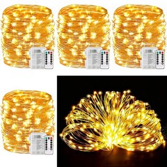 33Ft String Lights Battery Operated with Remote Control Timer, 100LED 4 Pack …