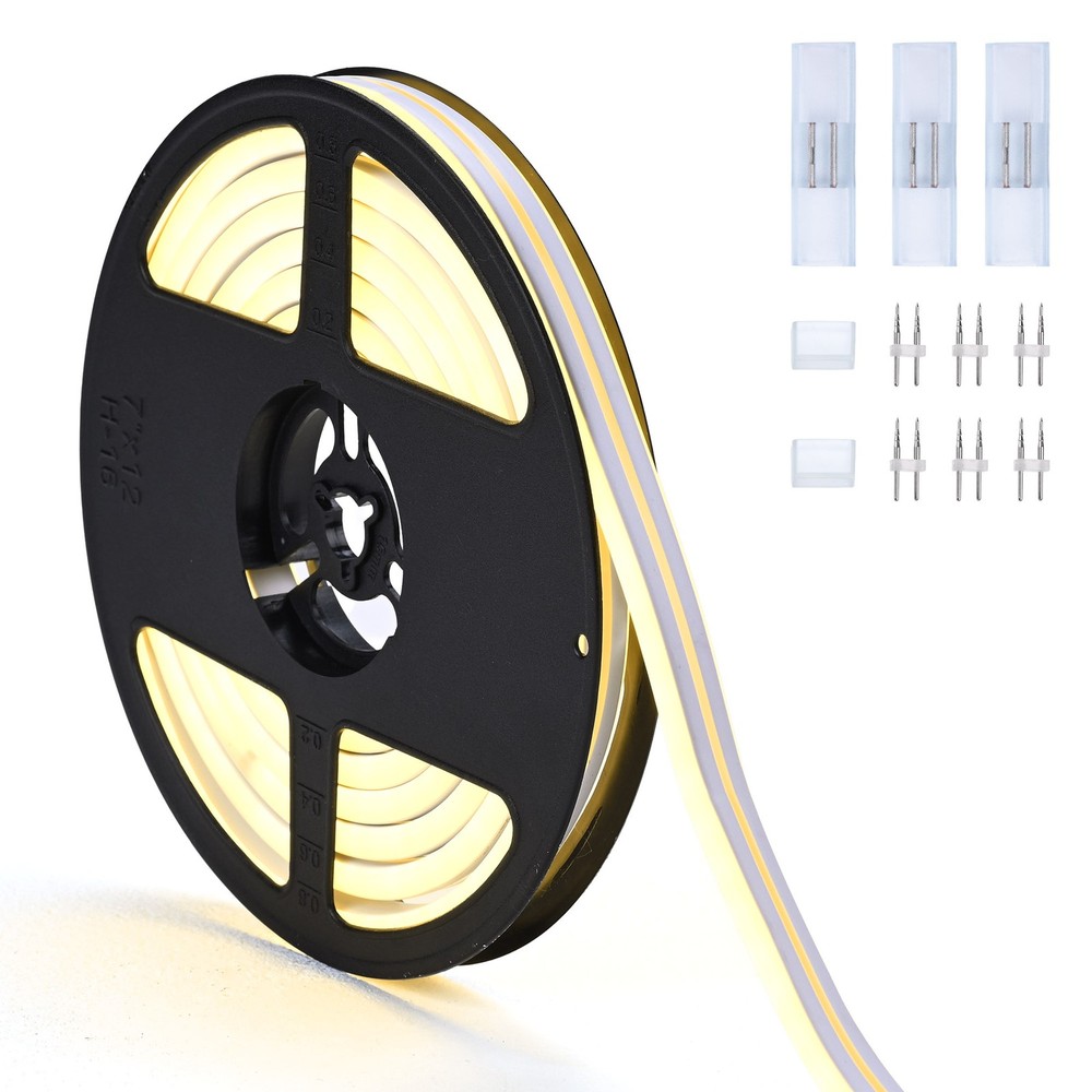 DELight 10FT Warm White Cuttable IP65 Neon Rope Lights LED Strip Light AC 110V