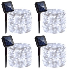 4 Pack Solar Fairy Lights Outdoor 131.2 Ft Cool White 400 LED Waterproof