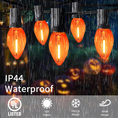 25FT C7 Orange LED Halloween String Lights, Waterproof Outdoor | Shatterproof, C