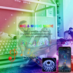 100ft LED Strip Lights 50ft 32ft Music Bluetooth APP Remote 5050 RGB Room Lights