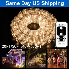 20-50′ Outdoor/Indoor LED Rope Light 4-Lighting Mode Lights Flexible with Remote