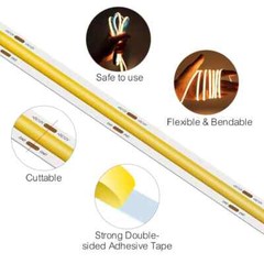 12V 24V RA90 Flexible High Bright Tape LED COB Strip 3mm 5mm 8mm 10mm Light Bar