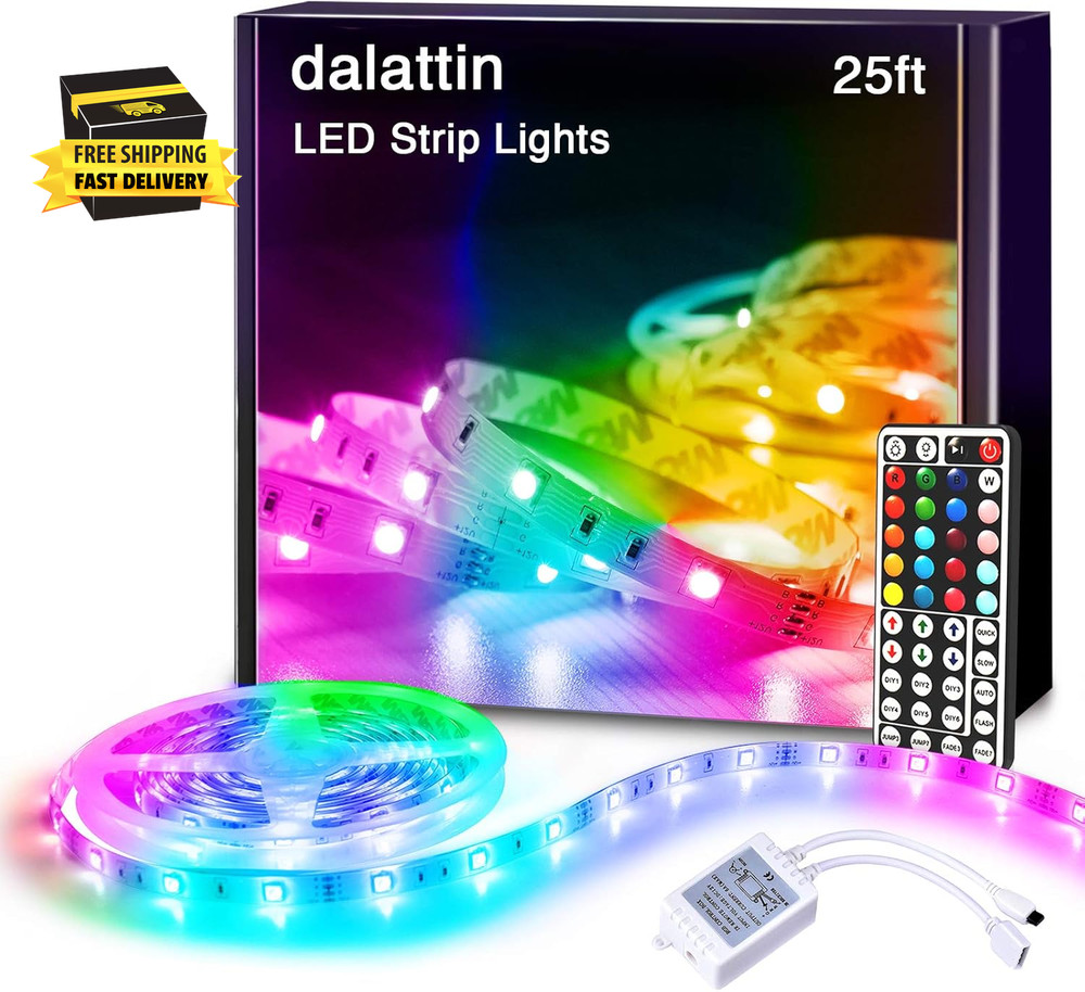 Led Lights for Bedroom 25Ft RGB 5050 Led Strip Lights Color Changing Kit with 44