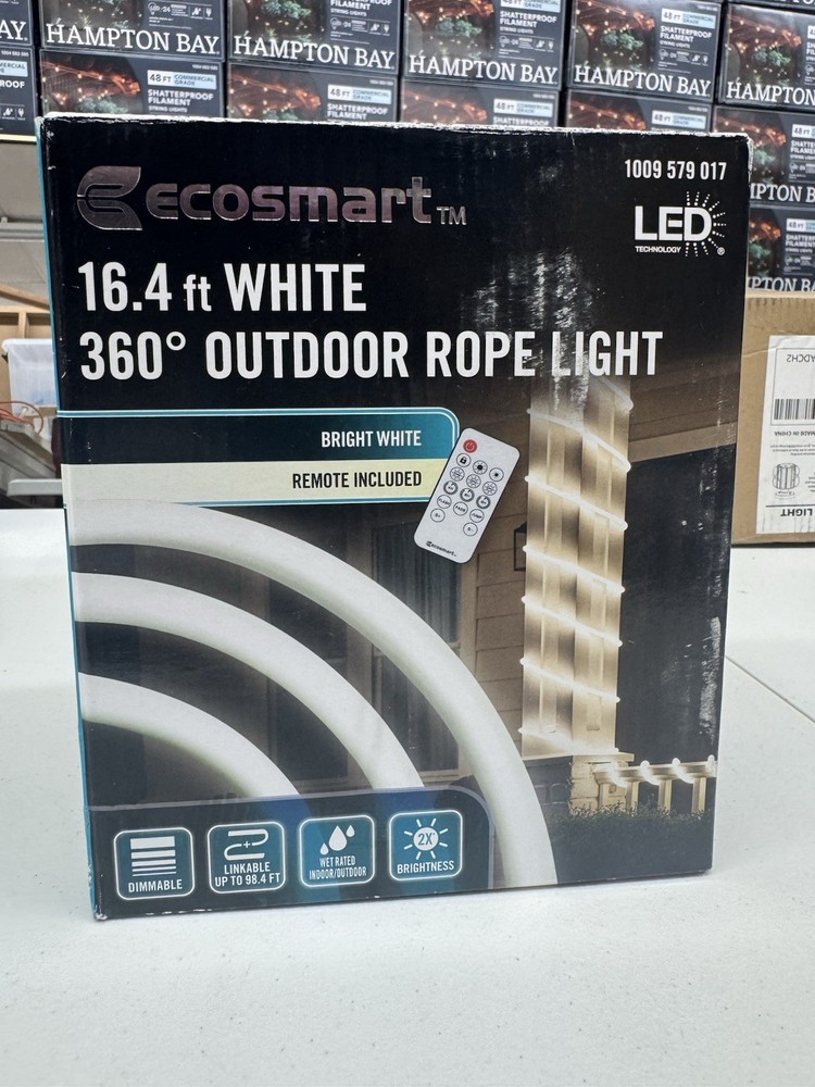 EcoSmart 16.4 ft. Plug-In Bright White LED 360° Outdoor Dimmable Linkable Light