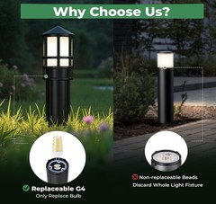 6-Pack Low Voltage Pathway Lights 12V 4W G4 2700K Black Aluminum IP65 Wired LED