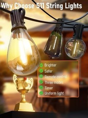 200FT Outdoor LED Hanging Lights for Patio＋Remote Waterproof Shatterproof 2700K