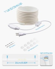 120V Waterproof Daylight White COB LED Rope Lights 5M 16.4FT Outdoor LED Strip