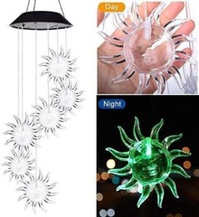 Solar LED Wind Chimes Hanging Lamp Colorful Butterfly Bird Sun Outdoor Garden