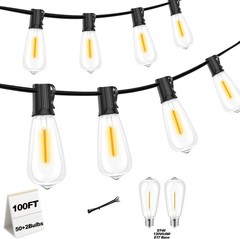 100FT LED Outdoor String Lights Waterproof, Edison Lights for Outside | with …