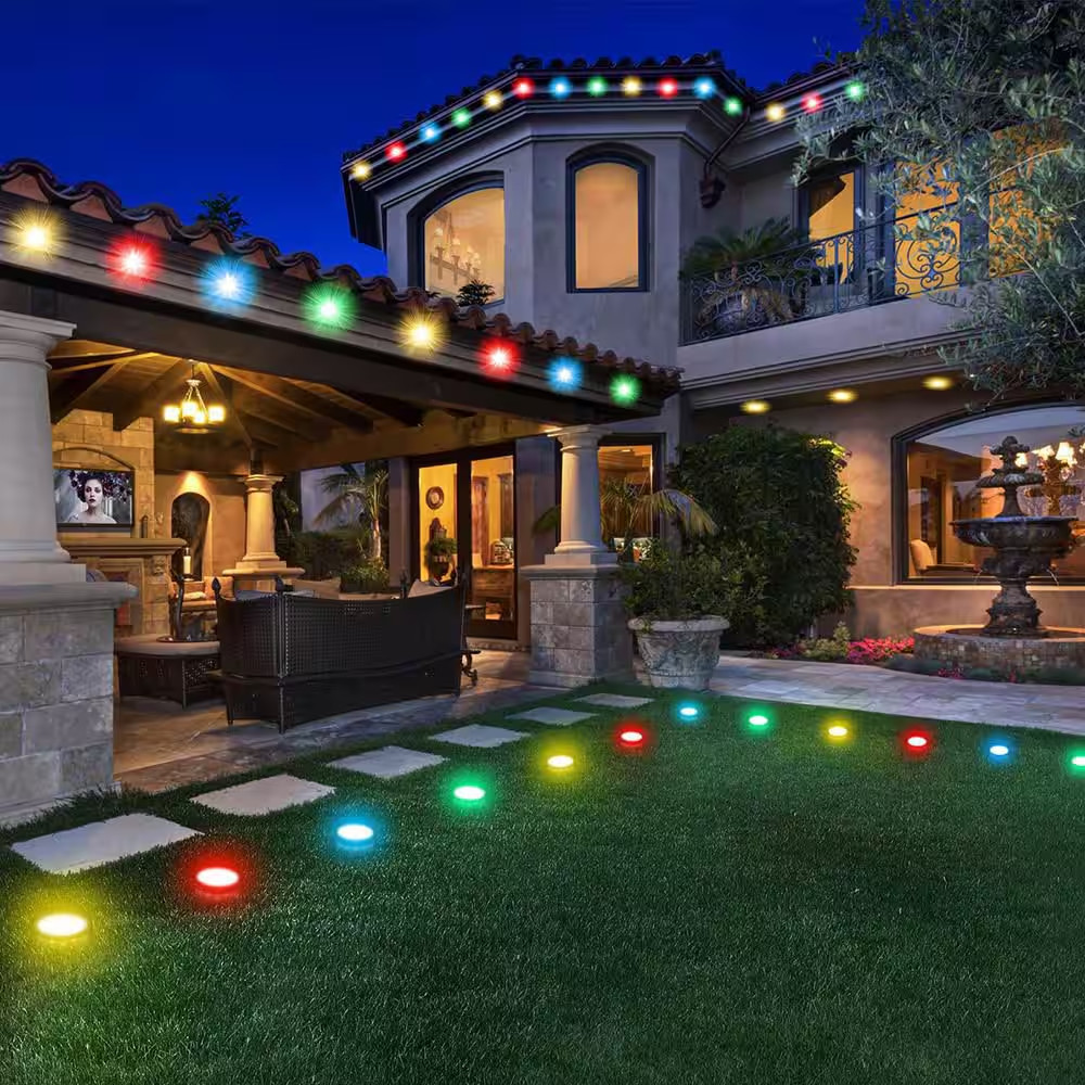 150 Ft. Black RGB Wired LED Outdoor 2In1 Eaves/Ground Lights: IP67 Waterproof, R