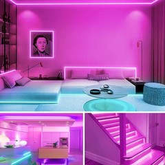 100Ft LED RGB Strip Lights Music Sync 5050 Room Light with Remote Control Decor