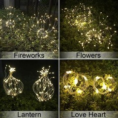 150 LED Solar Firework Lights Outdoor Waterproof Path Lawn Garden Decor Lamp