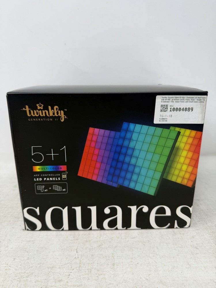 Twinkly Squares Panels Starter Kit, Multicolor, 64 RGB LED, 6 Panels