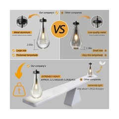 Raindrop Pendant Lights Kitchen Island Set of 3 Teardrop Black Hanging Light …