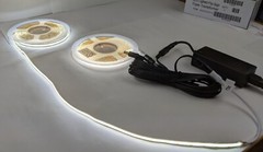2 Pautix 18ft/5.5m Strip Lights COB LED 6000K 12Vdc Daylight White wPower Supply