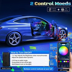 RGB Car LED Strip Lights, 175″ Music Sync Fiber Optic Ambient Lighting Kit