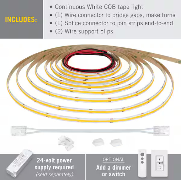 Armacost Lighting RibbonFlex Pro 24-Volt White COB 65.6 ft. Dimmable Cuttable I-