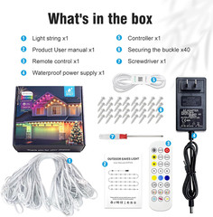 148FT 54Leds RGB Permanent Outdoor Lights, Control, IP67 Waterproof under Eave L