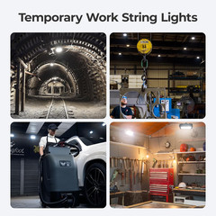 Bright Waterproof LED String Lights for Outdoor Jobsite & Garage Use