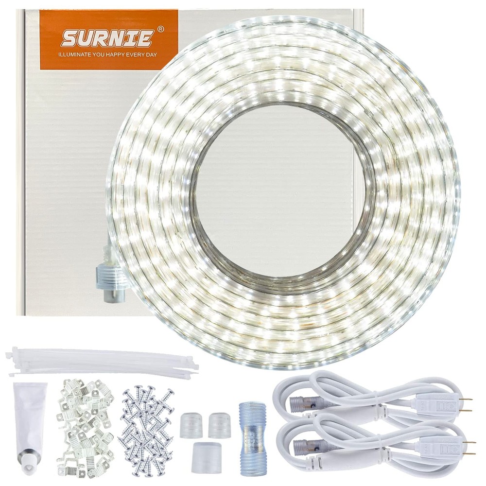 50ft Led Rope Lights Outdoor Waterproof 110v Flexible Daylight White Bright Ligh
