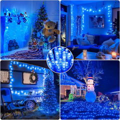 Blue Christmas String Lights Indoor Outdoor, 66Ft 200 LED Blue String Lights Cle
