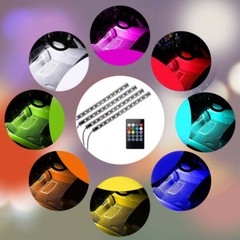 New 4PCS Car RGB 48LED Light Strip For Cars Interior Atmosphere Neon 12V Lamp US
