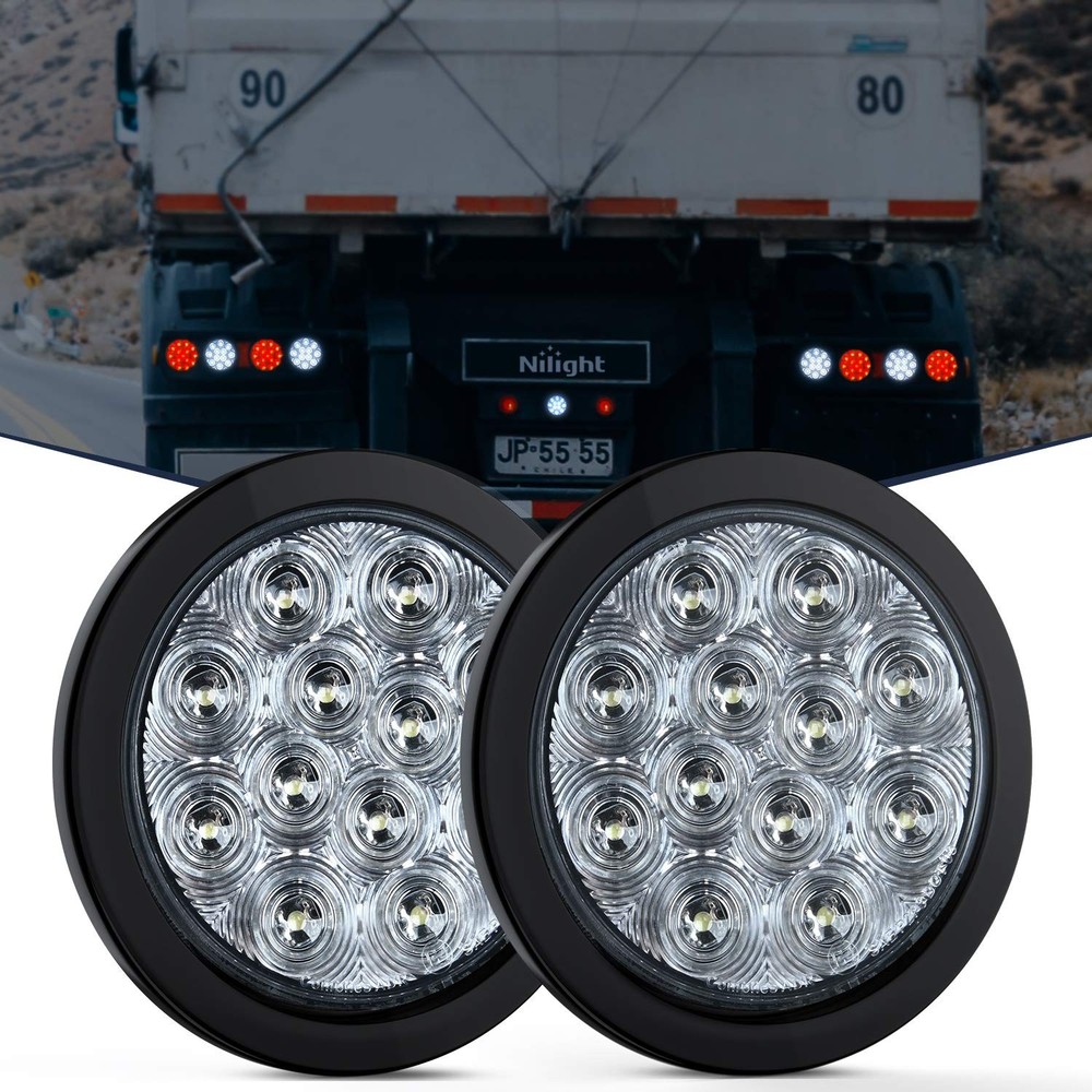 2PCS Round LED Trailer Lights Waterproof Piranha Bright Reverse Backup Lights