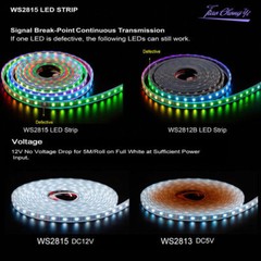 WS2815 DC12V RGB Pixels LED Strip Light Dual Signal Individual Addressable 5M