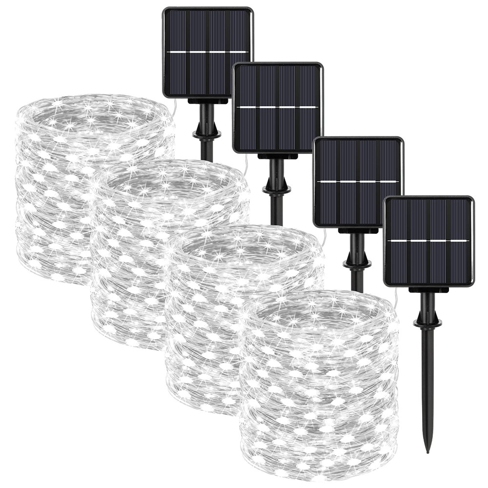 4-Pack Solar Fairy Lights Outdoor, Extra-Long 288FT 800LED String Lights