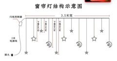 Twinkle Moon Star LED Curtain String Light USB for Indoor Window, Kids Room