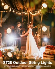 Art Deco LED Bistro String Lights – 300FT with 96 Vintage Bulbs, Waterproof