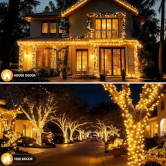 Solar String Lights Outdoor Waterproof 2 Pack Total 66Ft 200LED 8 Modes Twinkle