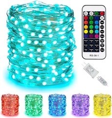 Color Changing Fairy String Lights – 33 ft 100 LED USB Silver Wire Lights wit…