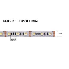 5M 5050 RGBCCT 5in1 RGB LED Strip 300LEDs RGBWW RGBW Flexible Tape Light 12V 24V