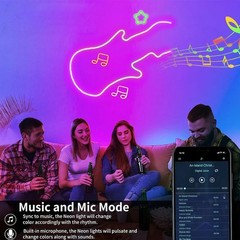 100Ft LED Neon Rope Lights with App and Remote Control, IP65 Waterproof Neon Str
