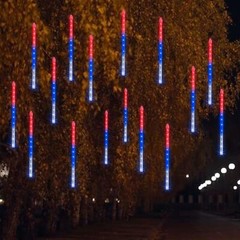LED Meteor Shower Rain Lights Outdoor Connectable Raindrop Holiday Decor 8 Tubes