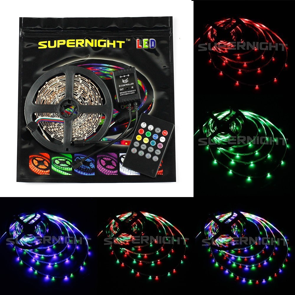 Non-Waterproof 5M 3528 RGB 300LED Strip Light + 20Key IR Music Remote Controller