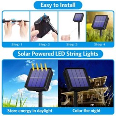 Outdoor 39ft 100 LED Solar Powered String Lights, Waterproof Copper Wire Light