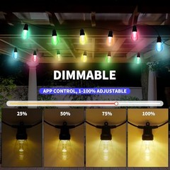 CAWWS Outdoor String Lights 50FT, Outdoor Lights for Patio with 20 50ft