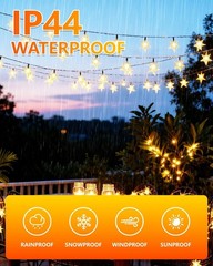 Energy-Saving 100 LED Star Fairy Lights – 33FT Warm White Indoor/Outdoor Decor