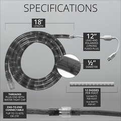 18 ft Heavy Duty LED Rope Light Kits Connectable Indoor Outdoor Tube Lights