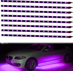 Vibrant 30cm 12V Purple LED Strip Lights – 8PCS Flexible & Waterproof for Cars