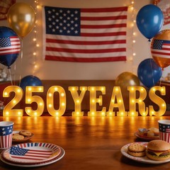 250th Anniversary Decorations – LED Sign Lights, Battery Powered, 4th of July Ho