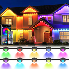 150 Ft. Black RGB Wired LED Outdoor 2In1 Eaves/Ground Lights: IP67 Waterproof, R