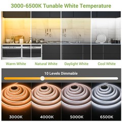 Novostella 13.2ft LED Strip Light Waterproof Tunable Warm/Daylight Waterproof